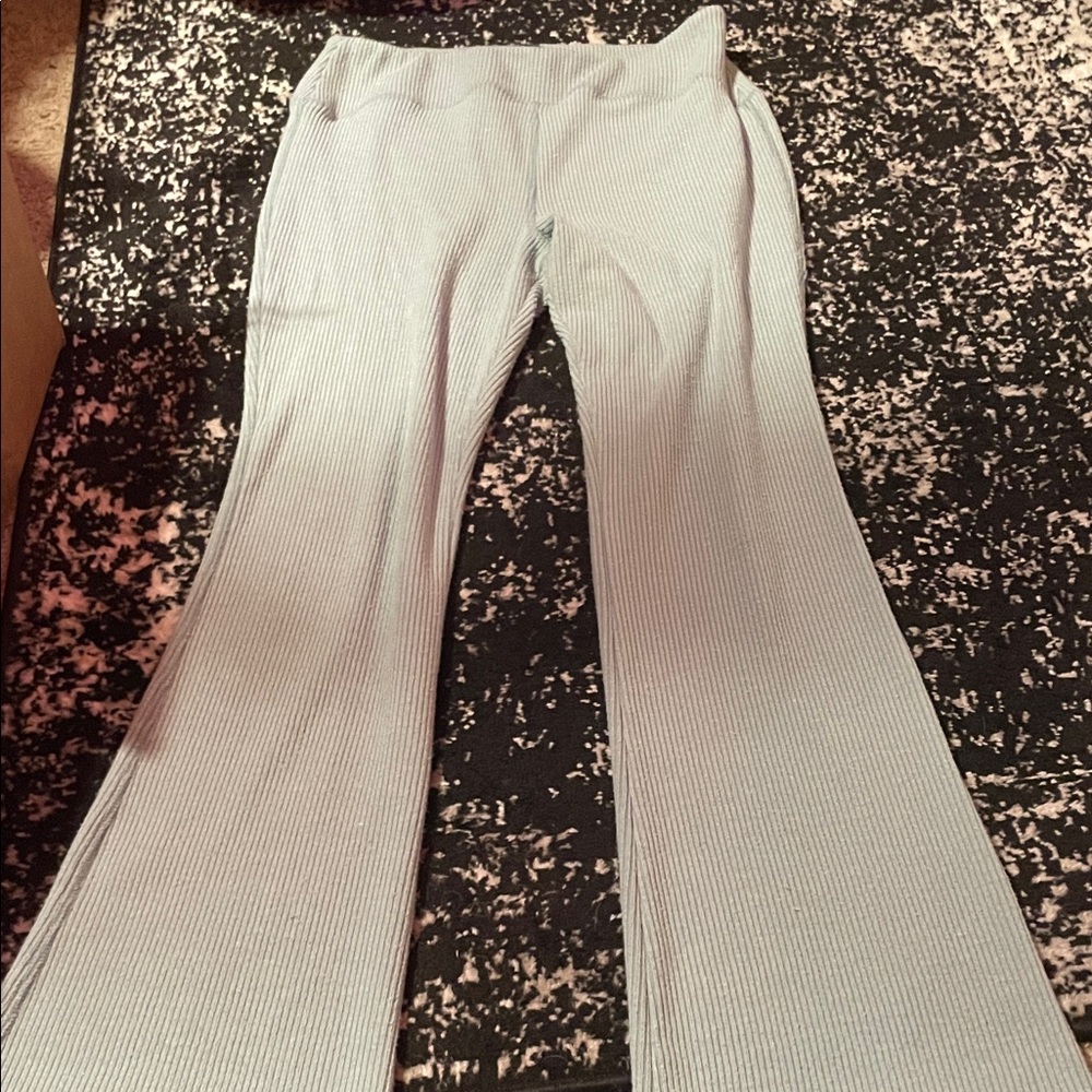 blue stretchy flare pants